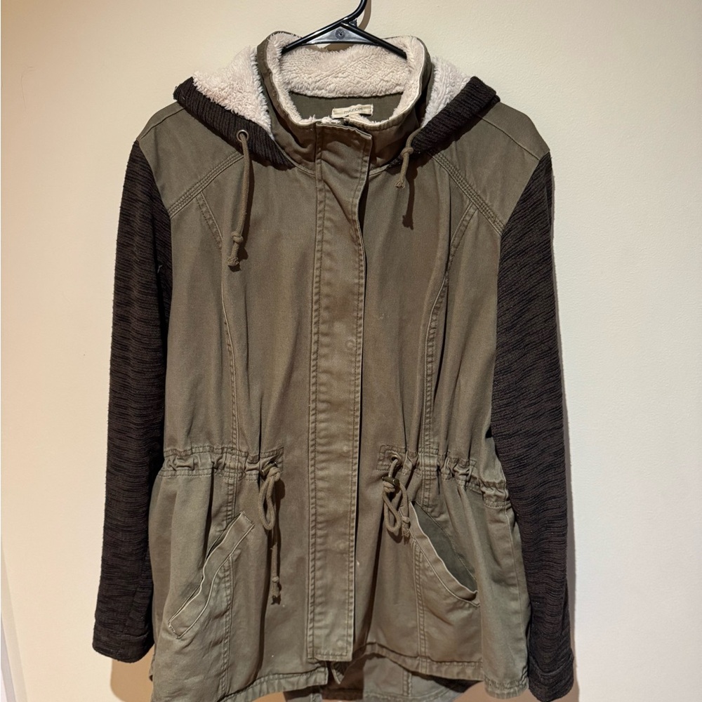 Maurices Green Jacket with Hood, Cinched Waist, and Full-Zip